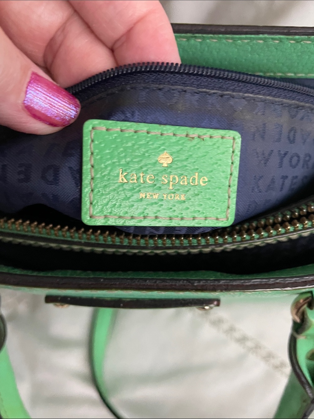 kate spade Mint Green Leather Satchel with adjustable Shoulder Strap - Picture 9 of 11